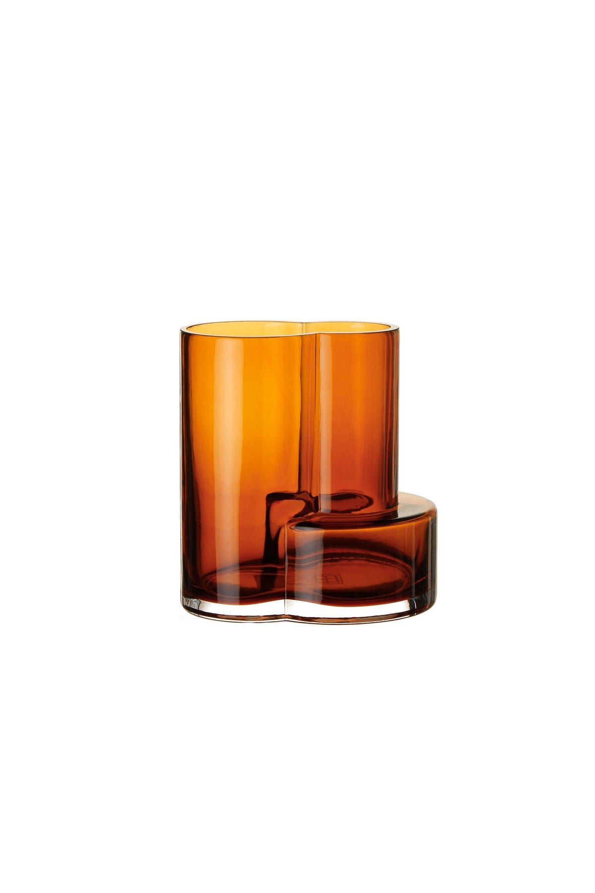 Glass vase of top innovative design with constructivist touch, FUSIO 20 AMber