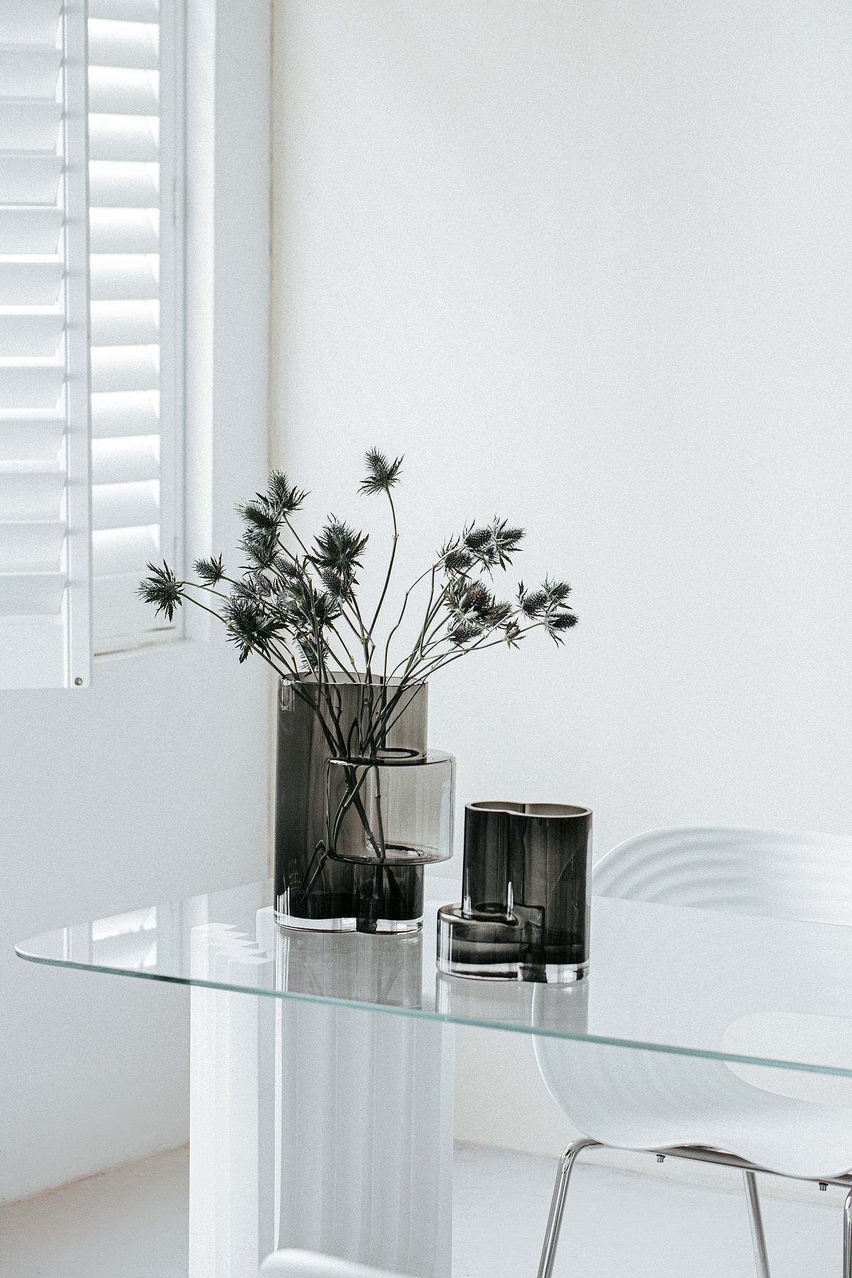 Innovative modernist tall vase, top design, constructivist FUSIO 32 Gray