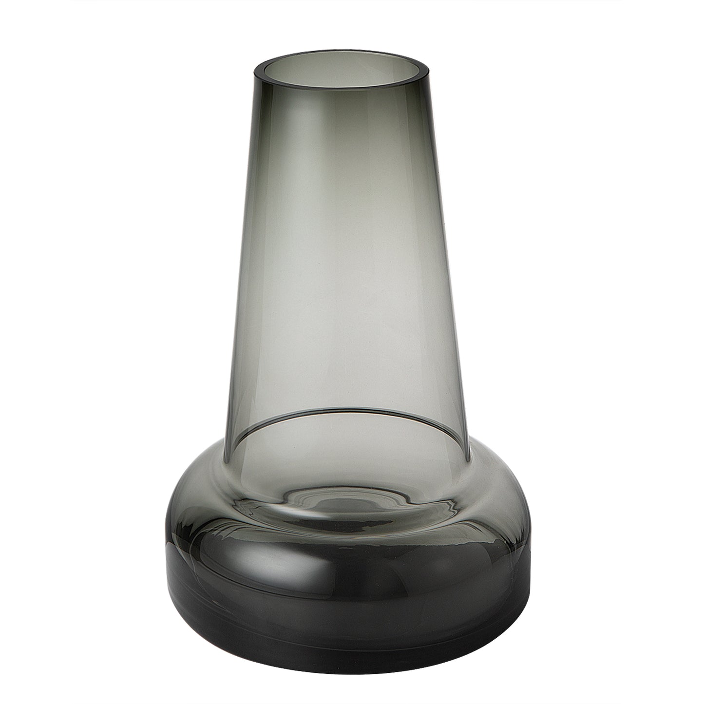 Modern Korean design glass luxury vase, Pusan, grey thick glass