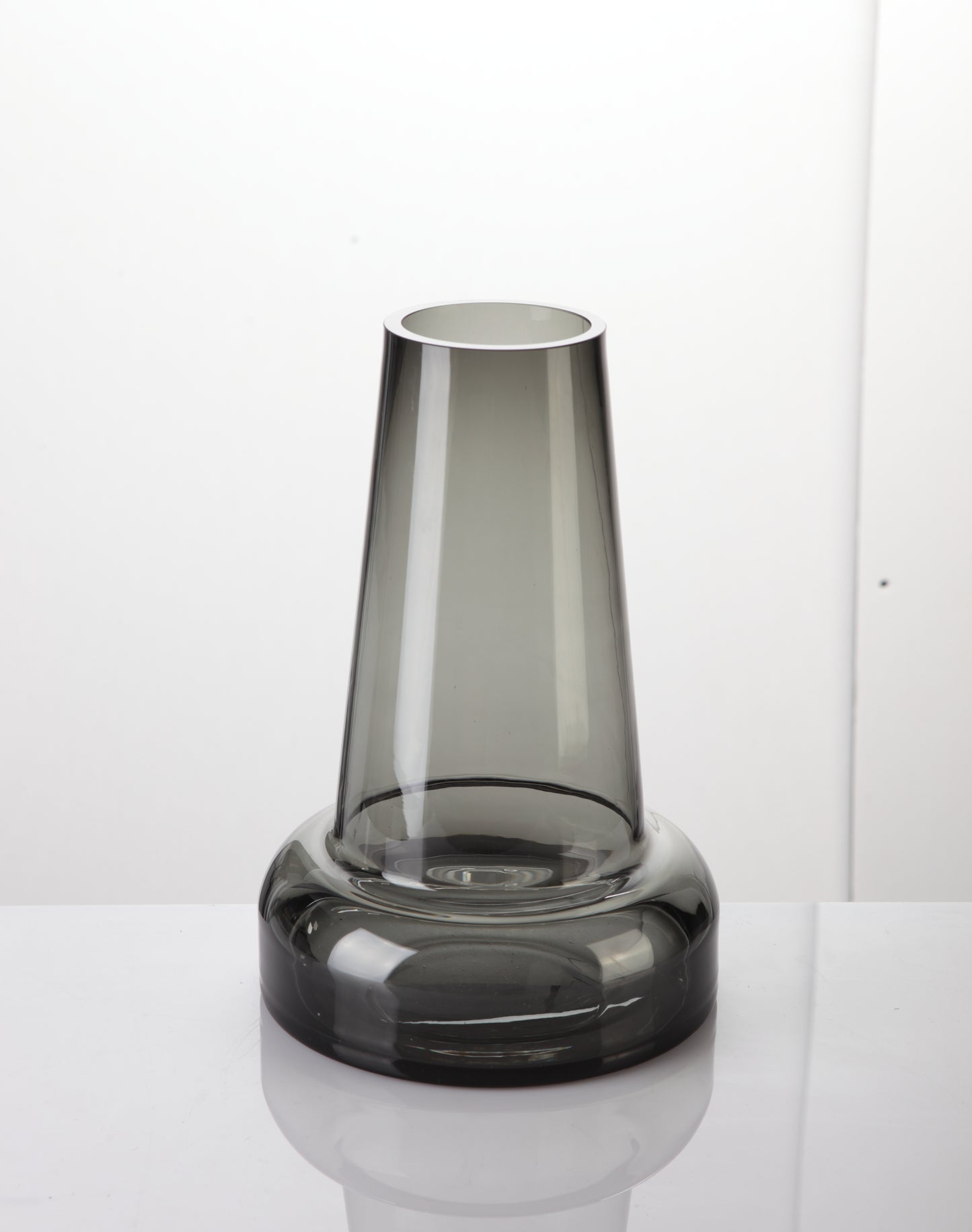 Modern Korean design glass luxury vase, Pusan, grey thick glass