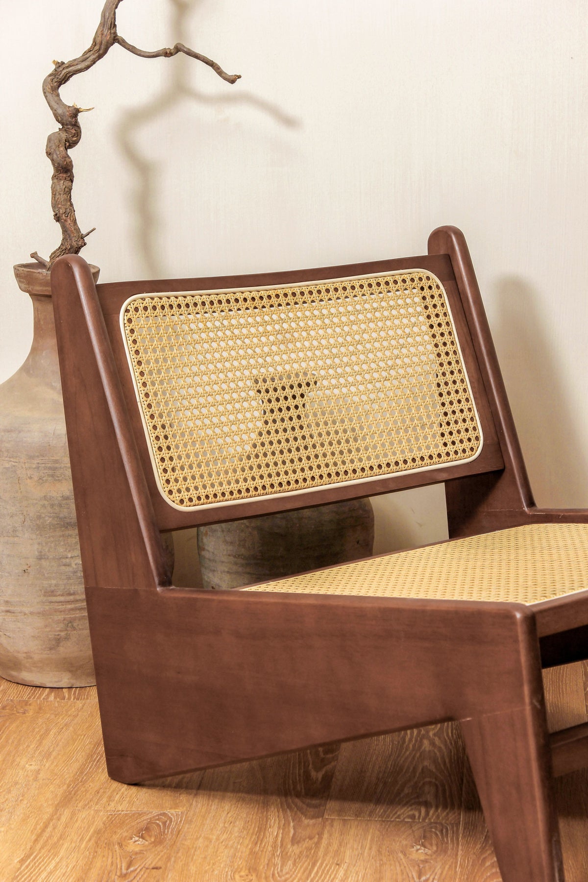 Designer rattan and wood seat - fauteuil - Kangaroo - Japandi style