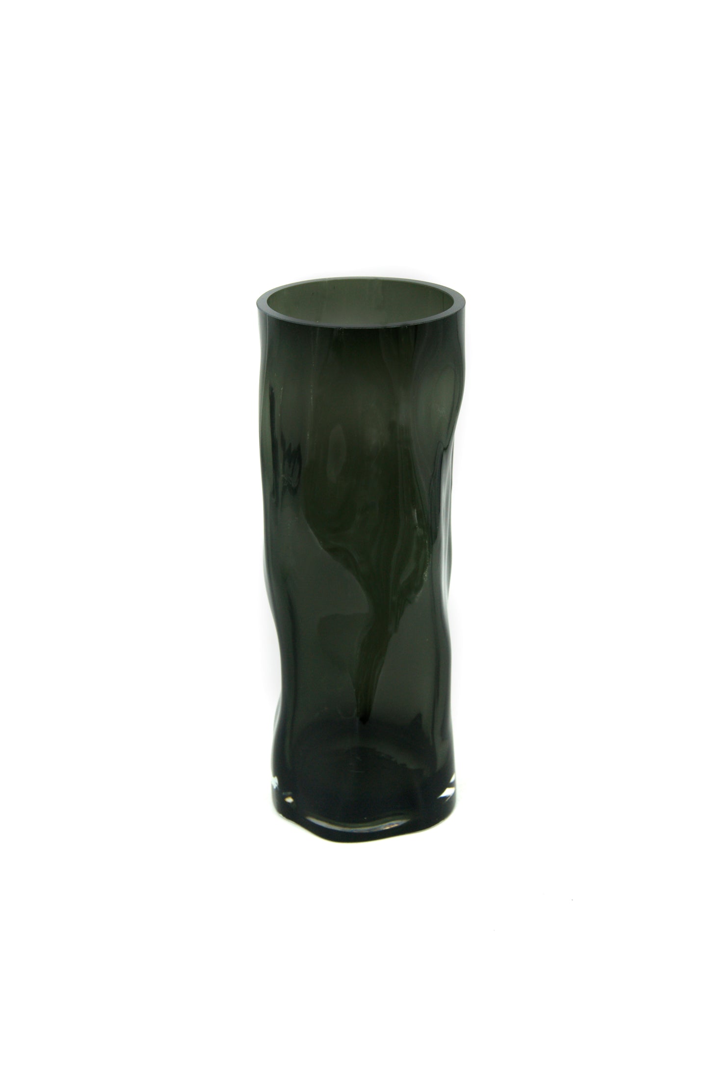 Tall cylindrical vase with irregular form, like black wood. ABU40GR