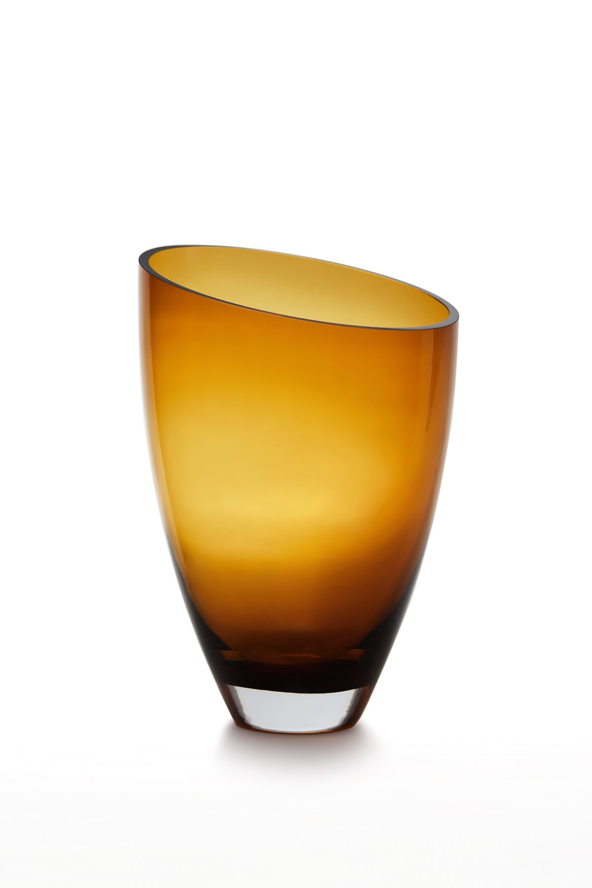 large glass vase, crystal clear, amber, BULED 30 AMBER 9mm thick glass