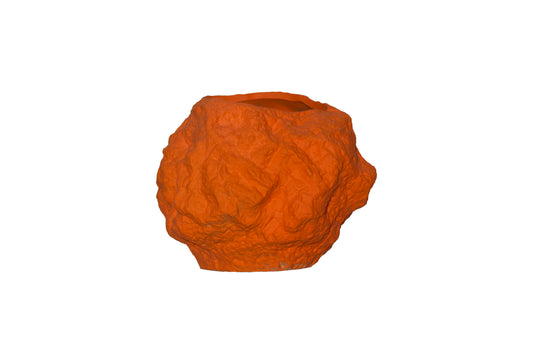 Ceramic vase w. look of rock, in trendy orange CHU20OR