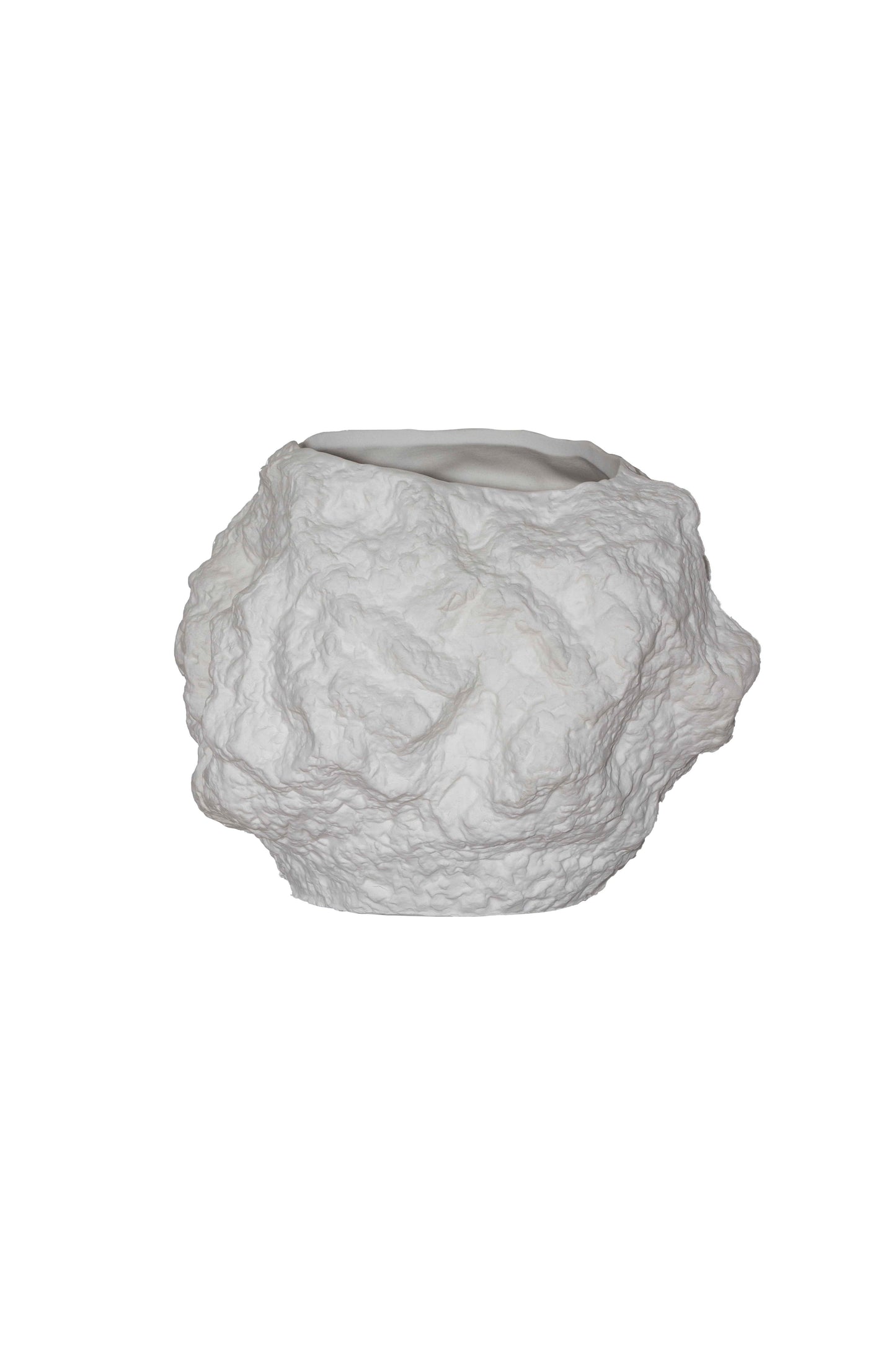 Ceramic vase w. look of rock, trendy natural design.CHU20WH