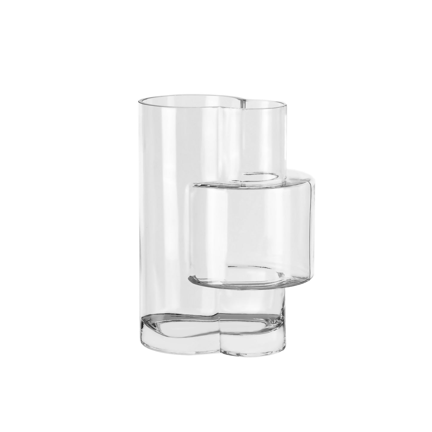 Innovative modernist tall vase, top design, constructivist FUSIO 32 clear glass