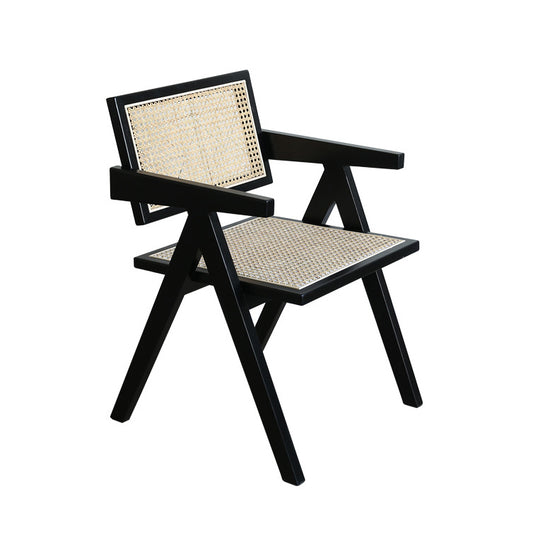 chair Pierre Jeanneret oak + rattan, high quality, black