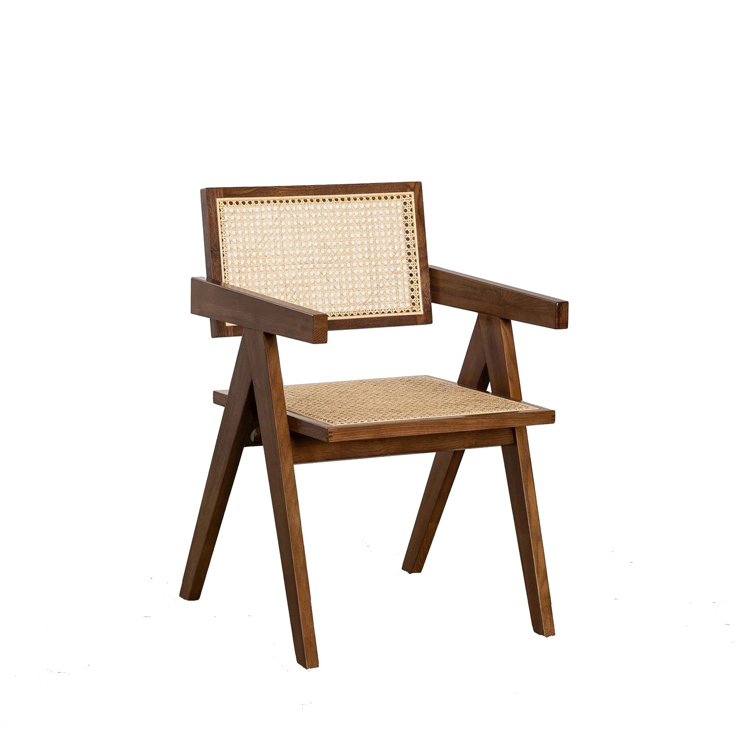 chair Pierre Jeanneret oak + rattan, high quality, walnut