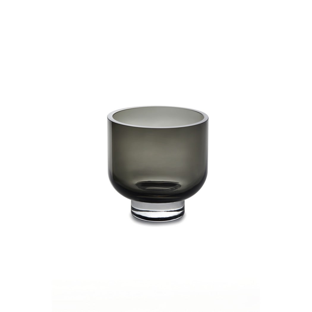 Modern low vase/ small bowl, sober design, grey color, OMA07GR