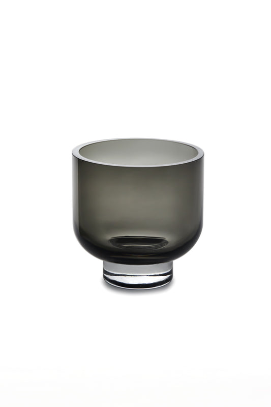 Modern low vase/bowl, sober design, grey color, OMA15GR