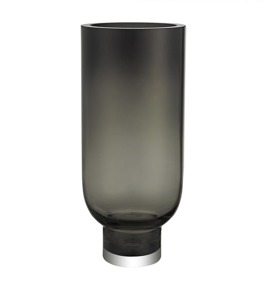 Modern Luxury vase of 9MM thick glass, dark gray, Sober design, OMAHA28GR