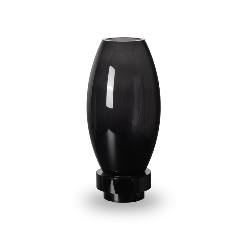 Modern vase, innovative design, black high end glass. RUD30